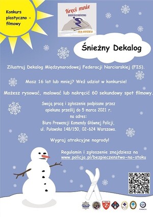 Plakat konkursu plastyczno- filmowego "Śnieżny dekalog"