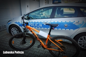 rower na tle policyjnego radiowozu