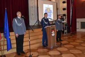 Przemawia Zastępca Komendanta Wojewódzkiego Policji w Gorzowie Wielkopolskim